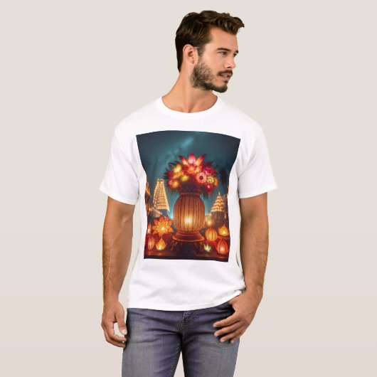 Een bloemstuk met een grote vaas met bloem t-shirt (Voorkant volledig)