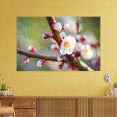 Een bloemstuk van Japanse abrikozenbloesems Canvas Afdruk (Insitu (Woonkamer))