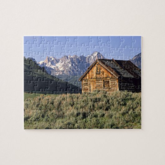 Een blokhut en de Sawtooth Mountains in Legpuzzel (Horizontaal)