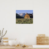 Een blokhut en de Sawtooth Mountains in Poster (Keuken)