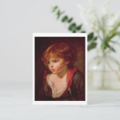 Een blond gehaaste jongen met een open Shirt Briefkaart (Staand voorkant)