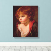 Een blond gehaaste jongen met een open Shirt Canvas Afdruk (Insitu (Houten vloer))