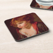 Een blond gehaaste jongen met een open Shirt Drankjes Onderzetter (Linkerzijde)