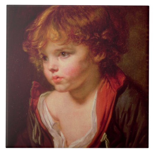 Een blond gehaaste jongen met een open Shirt Tegeltje (Voorkant)