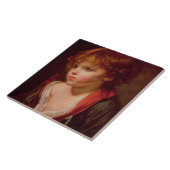 Een blond gehaaste jongen met een open Shirt Tegeltje (Zijkant)