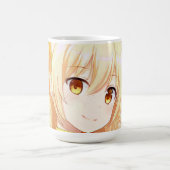 Een blond meisje glimlachen met amberkleurige ogen magische mok (Midden)