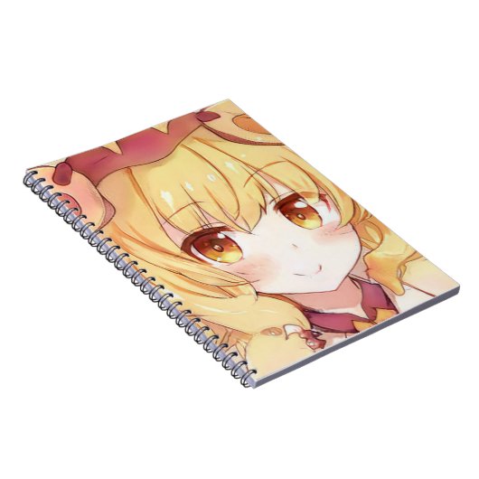 Een blond meisje glimlachen met amberkleurige ogen notitieboek (Rechterzijde)