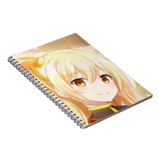 Een blond meisje glimlachen met amberkleurige ogen notitieboek (Rechterzijde)