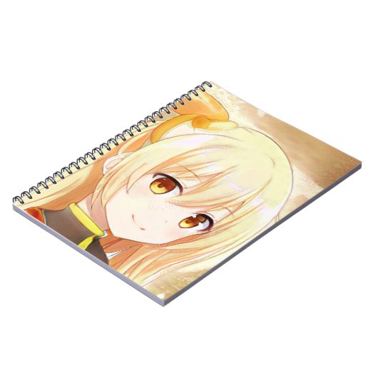 Een blond meisje glimlachen met amberkleurige ogen notitieboek (Linkerzijde)