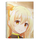 Een blond meisje glimlachen met amberkleurige ogen notitieboek (Voorkant)