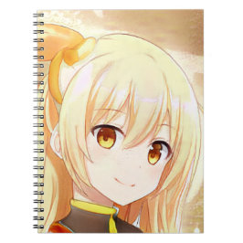 Een blond meisje glimlachen met amberkleurige ogen notitieboek