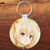 Een blond meisje glimlachen met amberkleurige ogen sleutelhanger (Voorkant)