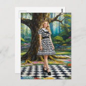 Een blonde vrouw in het geblokte bos briefkaart (Voorkant / Achterkant)