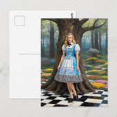 Een blonde vrouw in het geblokte bos briefkaart (Voorkant / Achterkant)