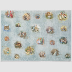 Een Blue Alice in Wonderland Series Design 3 Tissuepapier