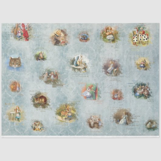 Een Blue Alice in Wonderland Series Design 3 Tissuepapier (Voorkant)