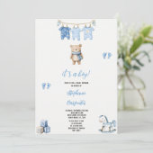 Een Blue beer babyshower Kaart (Staand voorkant)