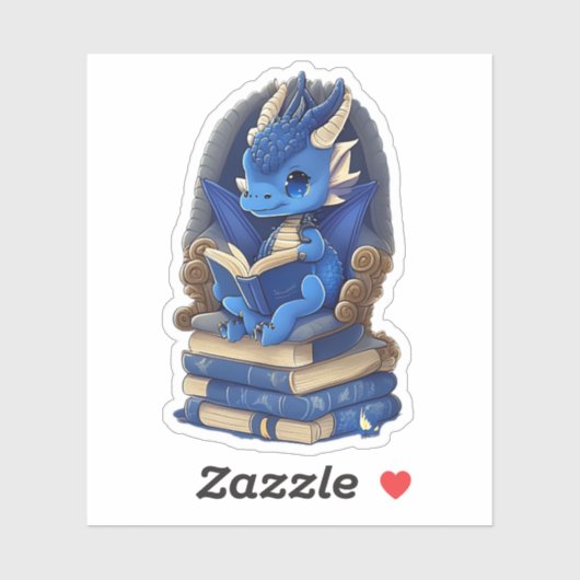 Een Blue Dragon Reading Sticker (Vel)