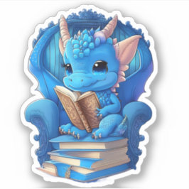 Een Blue Dragon Reading Sticker