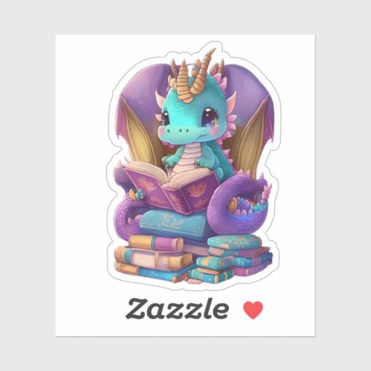 Een Blue Dragon Reading Sticker (Vel)