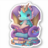 Een Blue Dragon Reading Sticker (Voorkant)