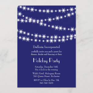Een Blue Holiday Twinkle Lights Uitnodiging (indig