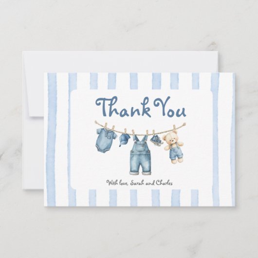 Een Blue Jean Baby Baby shower Boy Bedankt Card (Voorkant)