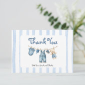 Een Blue Jean Baby Baby shower Boy Bedankt Card (Staand voorkant)
