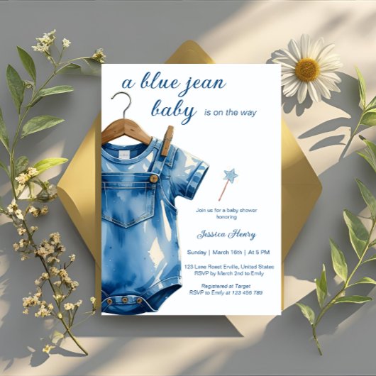 Een Blue Jean Baby Denim Baby shower Kaart