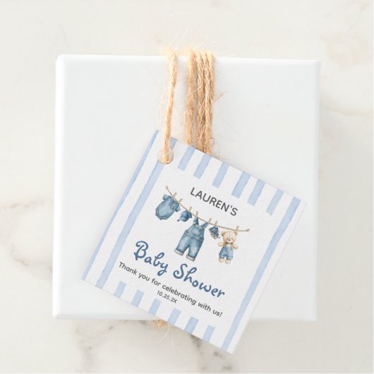 Een Blue Jean Boy Baby shower Bedankjes Labels (In situ)