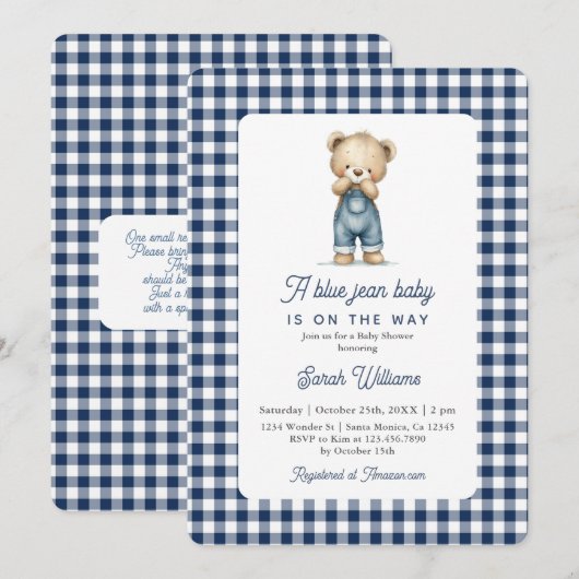 Een Blue Jean Boy Baby shower Kaart (Voorkant / Achterkant)
