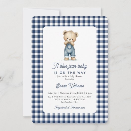 Een Blue Jean Boy Baby shower Kaart (Voorkant)