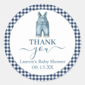 Een Blue Jeans Baby shower ronde Sticker (Voorkant)