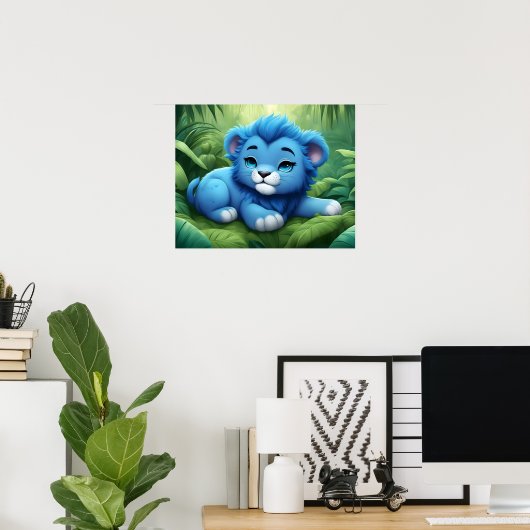 Een Blue Lion Cub in het Oerwouden Poster (Thuiskantoor)