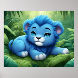 Een Blue Lion Cub in het Oerwouden Poster