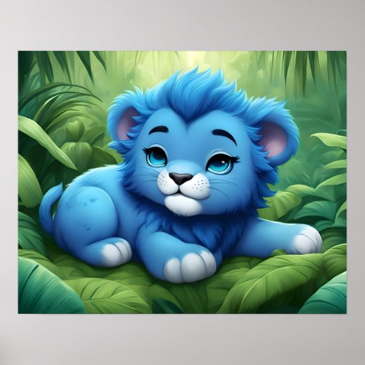 Een Blue Lion Cub in het Oerwouden Poster (Voorkant)