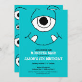 Een Blue Monster Bash! Schattigee Monster Party no Kaart (Voorkant / Achterkant)