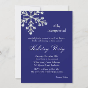 Een Blue Offset Crystal Snowflake Holiday Uitnodig Kaart