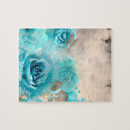 Een Blue Shabby Chic Ephemera Design Series 7 Legpuzzel (Horizontaal)