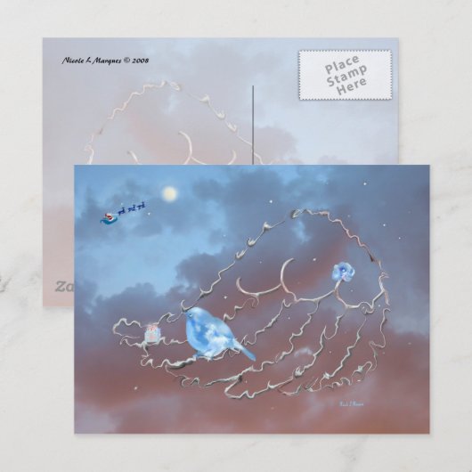 Een Bluebird's kerst. Feestdagenkaart (Voorkant / Achterkant)