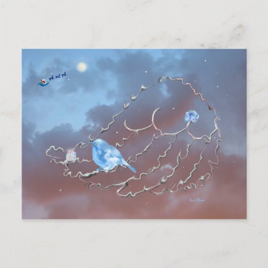 Een Bluebird's kerst. Feestdagenkaart (Voorkant)