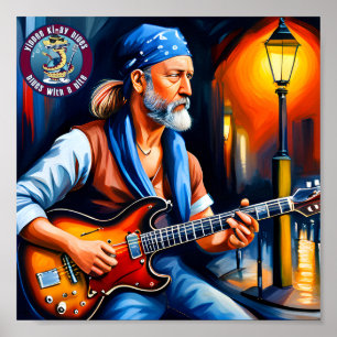 Een Blues Man Rocker op de hoek van de straat Poster