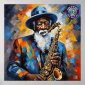 Een Blues man spelen de saxofoon Poster (Voorkant)