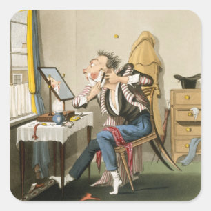 Een bluntse razor, pub. door Hunt, 1827 (gekleurd Vierkante Sticker