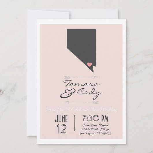 Een Blush Las Vegas, Nevada Wedding Invitation Kaart (Voorkant)