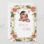 Een blush roze bloemenkant baby shower uitnodiging (Achterkant)