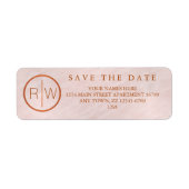 Een Blush Roze Waterverf Monogram Bruiloft Set Etiket (Voorkant)