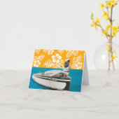 Een boa, fab pet, ukulele & Schlitz op een boot Kaart (Gele Bloem)