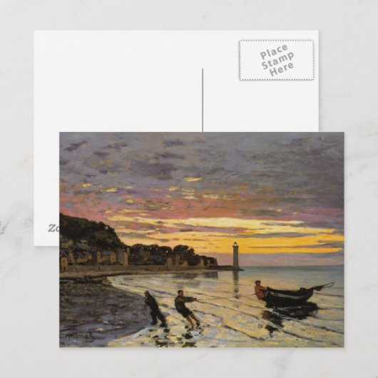 Een Boat Ashore, Honfleur van Claude Monet. Briefkaart (Voorkant / Achterkant)