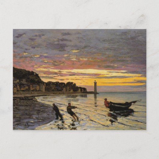 Een Boat Ashore, Honfleur van Claude Monet. Briefkaart (Voorkant)